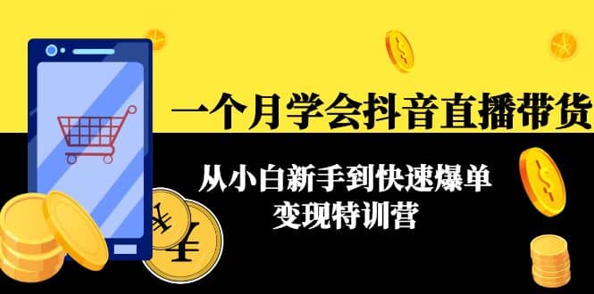 一个月学会抖音直播带货：从小白新手到快速爆单变现特训营(63节课)网创吧-网创项目资源站-副业项目-创业项目-搞钱项目网创吧