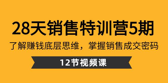 28天·销售特训营5期：了解赚钱底层思维，掌握销售成交密码（12节课）网创吧-网创项目资源站-副业项目-创业项目-搞钱项目网创吧