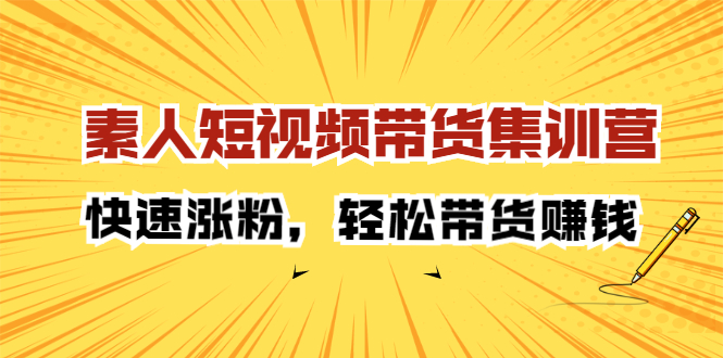 素人短视频带货集训营：快速涨粉，轻松带货赚钱网创吧-网创项目资源站-副业项目-创业项目-搞钱项目网创吧