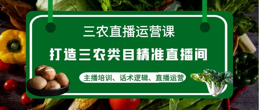 三农直播运营课：打造三农类目精准直播间，主播培训、话术逻辑、直播运营网创吧-网创项目资源站-副业项目-创业项目-搞钱项目网创吧