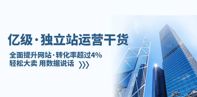 独立站运营干货：全面提升网站·转化率超过4%，轻松大卖 用数据说话网创吧-网创项目资源站-副业项目-创业项目-搞钱项目网创吧