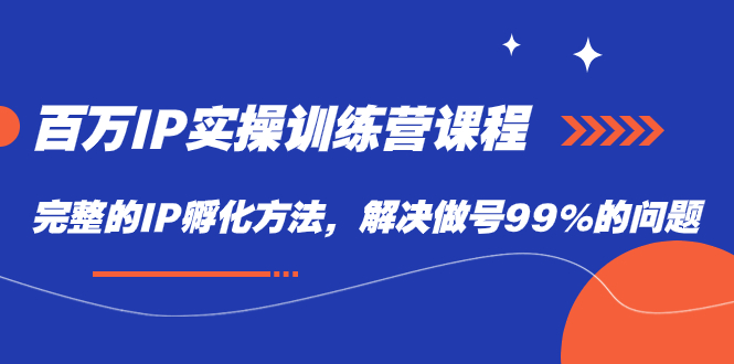 百万IP实战训练营课程，完整的IP孵化方法，解决做号99%的问题网创吧-网创项目资源站-副业项目-创业项目-搞钱项目网创吧