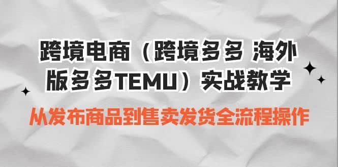 跨境电商（跨境多多 海外版多多TEMU）实操教学 从发布商品到售卖发货全流程网创吧-网创项目资源站-副业项目-创业项目-搞钱项目网创吧