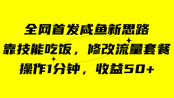 咸鱼冷门新玩法，靠“技能吃饭”，修改流量套餐，操作1分钟，收益50+网创吧-网创项目资源站-副业项目-创业项目-搞钱项目网创吧