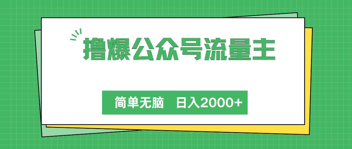 撸爆公众号流量主，简单无脑，单日变现2000+网创吧-网创项目资源站-副业项目-创业项目-搞钱项目网创吧