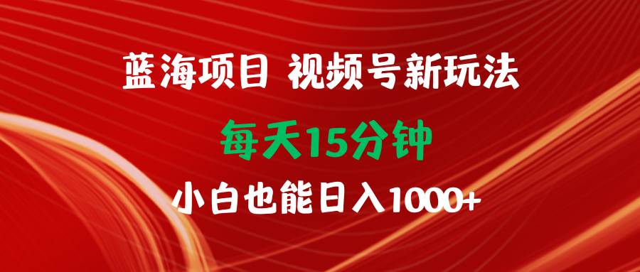 蓝海项目视频号新玩法 每天15分钟 小白也能日入1000+网创吧-网创项目资源站-副业项目-创业项目-搞钱项目网创吧