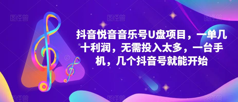 抖音音乐号U盘项目 一单几十利润 无需投入太多 一台手机 几个抖音号就开始网创吧-网创项目资源站-副业项目-创业项目-搞钱项目网创吧