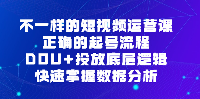 不一样的短视频运营课，正确的起号流程，DOU+投放底层逻辑，快速掌握数据分析网创吧-网创项目资源站-副业项目-创业项目-搞钱项目网创吧