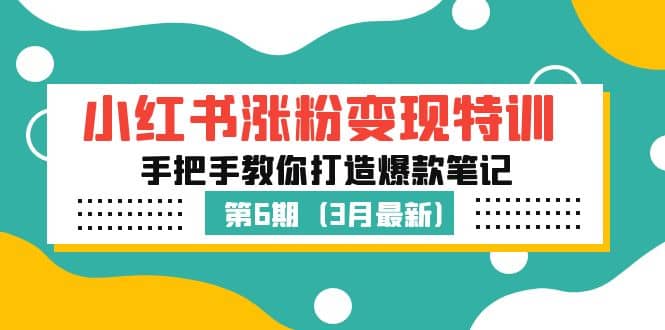 小红书涨粉变现特训·第6期，手把手教你打造爆款笔记（3月新课）网创吧-网创项目资源站-副业项目-创业项目-搞钱项目网创吧