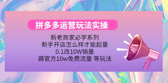 多多运营玩法实操网创吧-网创项目资源站-副业项目-创业项目-搞钱项目网创吧