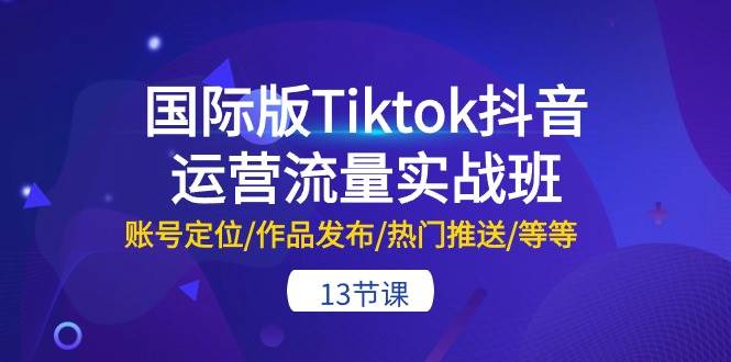 国际版Tiktok抖音运营流量实战班：账号定位/作品发布/热门推送/等等-13节网创吧-网创项目资源站-副业项目-创业项目-搞钱项目网创吧