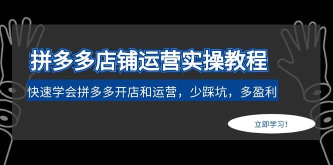 拼多多店铺运营实操教程：快速学会拼多多开店和运营，少踩坑，多盈利网创吧-网创项目资源站-副业项目-创业项目-搞钱项目网创吧