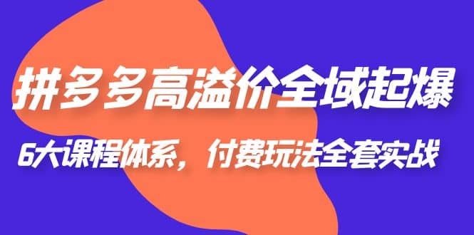 拼多多-高溢价 全域 起爆，6大课程体系，付费玩法全套实战网创吧-网创项目资源站-副业项目-创业项目-搞钱项目网创吧