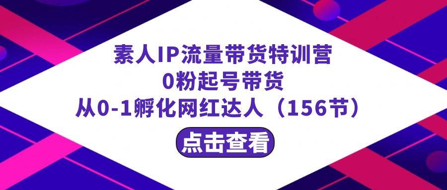 繁星·计划素人IP流量带货特训营：0粉起号带货 从0-1孵化网红达人（156节）网创吧-网创项目资源站-副业项目-创业项目-搞钱项目网创吧