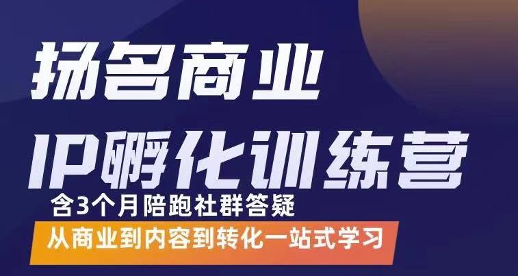 杨名商业IP孵化训练营，从商业到内容到转化一站式学 价值5980元网创吧-网创项目资源站-副业项目-创业项目-搞钱项目网创吧