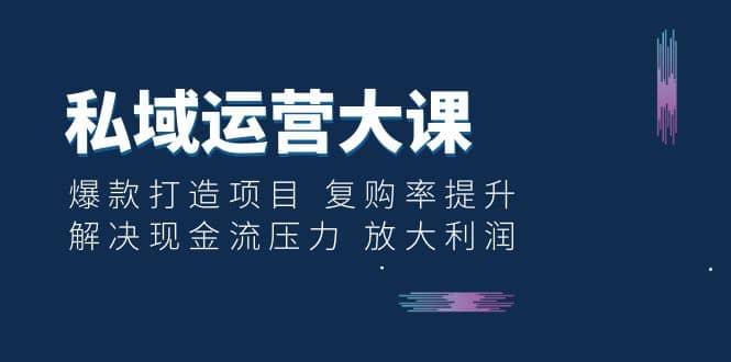 私域运营大课：爆款打造项目 复购率提升 解决现金流压力 放大利润网创吧-网创项目资源站-副业项目-创业项目-搞钱项目网创吧