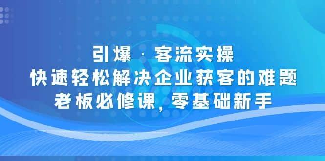 引爆·客流实操：快速轻松解决企业获客的难题，老板必修课，零基础新手网创吧-网创项目资源站-副业项目-创业项目-搞钱项目网创吧