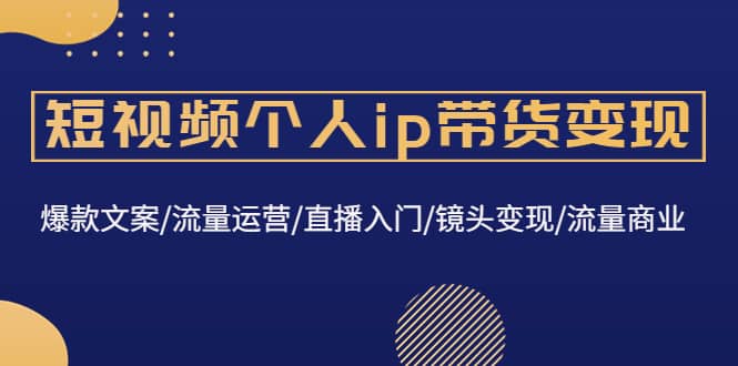 短视频个人ip带货变现：爆款文案/流量运营/直播入门/镜头变现/流量商业网创吧-网创项目资源站-副业项目-创业项目-搞钱项目网创吧