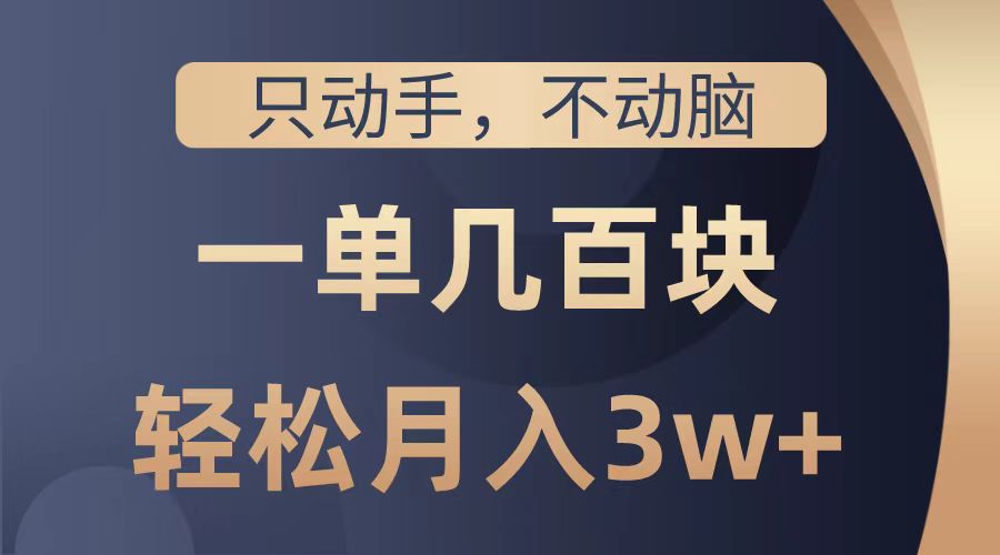 只动手不动脑，一单几百块，轻松月入2w+，看完就能直接操作，详细教程网创吧-网创项目资源站-副业项目-创业项目-搞钱项目网创吧