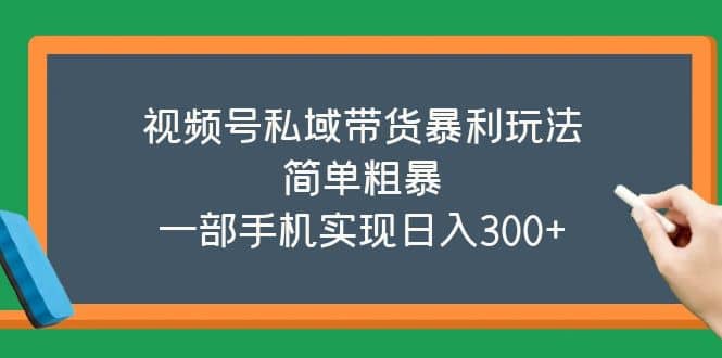 视频号私域带货暴利玩法，简单粗暴网创吧-网创项目资源站-副业项目-创业项目-搞钱项目网创吧