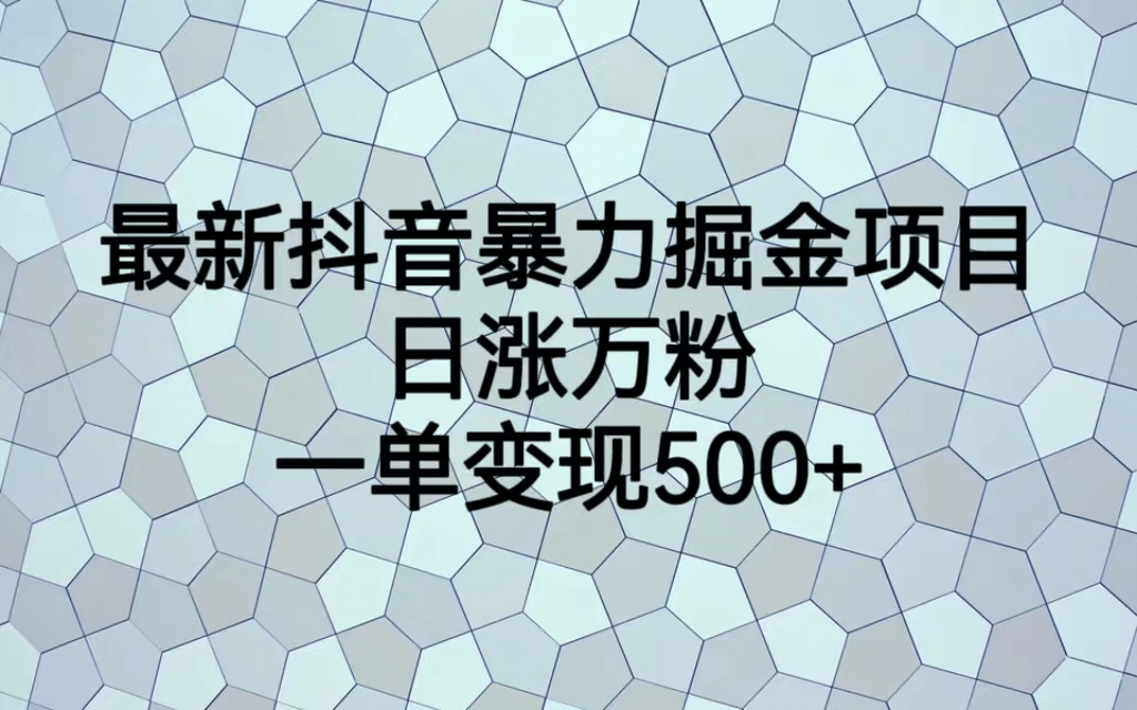 最火热的抖音暴力掘金项目，日涨万粉，多种变现方式，一单变现可达500+网创吧-网创项目资源站-副业项目-创业项目-搞钱项目网创吧