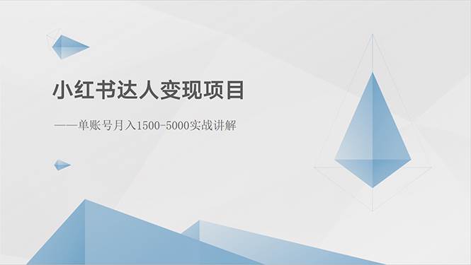 小红书达人变现项目：单账号月入1500-3000实战讲解网创吧-网创项目资源站-副业项目-创业项目-搞钱项目网创吧