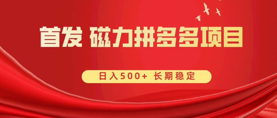 首发 磁力拼多多自撸  日入500+网创吧-网创项目资源站-副业项目-创业项目-搞钱项目网创吧