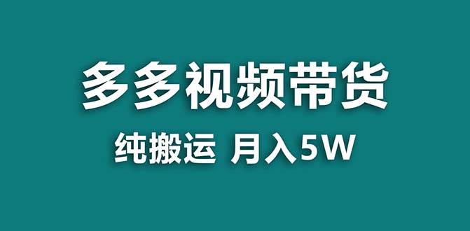 【蓝海项目】拼多多视频带货 纯搬运一个月搞了5w佣金，小白也能操作 送工具网创吧-网创项目资源站-副业项目-创业项目-搞钱项目网创吧