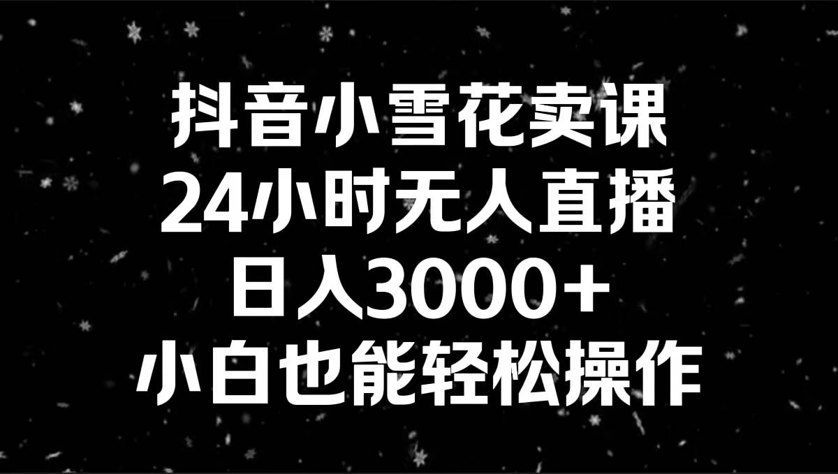 抖音小雪花卖课，24小时无人直播，日入3000+，小白也能轻松操作网创吧-网创项目资源站-副业项目-创业项目-搞钱项目网创吧