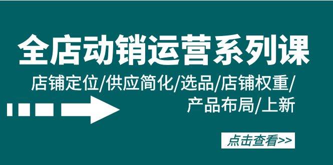 全店·动销运营系列课：店铺定位/供应简化/选品/店铺权重/产品布局/上新网创吧-网创项目资源站-副业项目-创业项目-搞钱项目网创吧