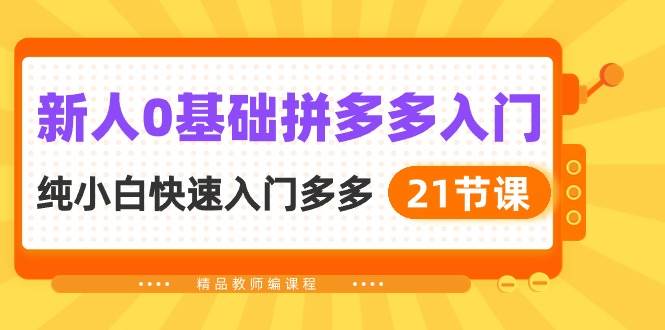 新人0基础拼多多入门，纯小白快速入门多多（21节课）网创吧-网创项目资源站-副业项目-创业项目-搞钱项目网创吧