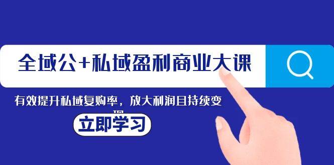 全域公+私域盈利商业大课，有效提升私域复购率，放大利润且持续变现网创吧-网创项目资源站-副业项目-创业项目-搞钱项目网创吧