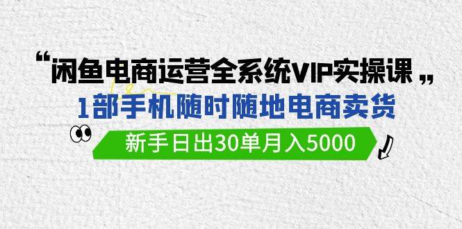 闲鱼电商运营全系统VIP实战课，1部手机随时随地卖货，新手日出30单月入5000网创吧-网创项目资源站-副业项目-创业项目-搞钱项目网创吧