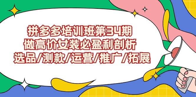 拼多多培训班第34期：做高价女装必盈利剖析  选品/测款/运营/推广/拓展网创吧-网创项目资源站-副业项目-创业项目-搞钱项目网创吧