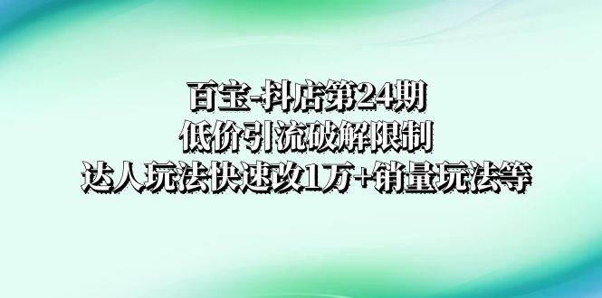 百宝-抖店第24期：低价引流破解限制，达人玩法快速改1万+销量玩法等网创吧-网创项目资源站-副业项目-创业项目-搞钱项目网创吧