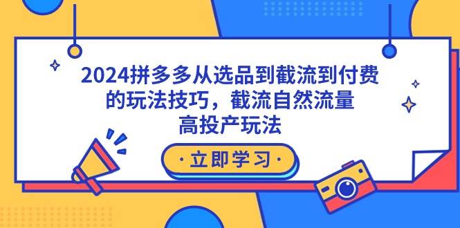 2024拼多多从选品到截流到付费的玩法技巧，截流自然流量玩法，高投产玩法网创吧-网创项目资源站-副业项目-创业项目-搞钱项目网创吧