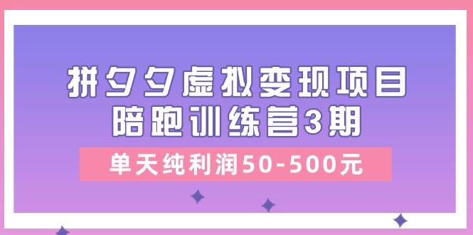 某收费培训《拼夕夕虚拟变现项目陪跑训练营3期》单天纯利润50-500元网创吧-网创项目资源站-副业项目-创业项目-搞钱项目网创吧