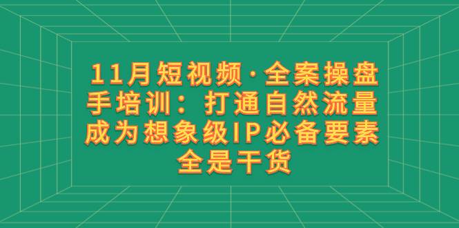 11月短视频·全案操盘手培训：打通自然流量 成为想象级IP必备要素 全是干货网创吧-网创项目资源站-副业项目-创业项目-搞钱项目网创吧