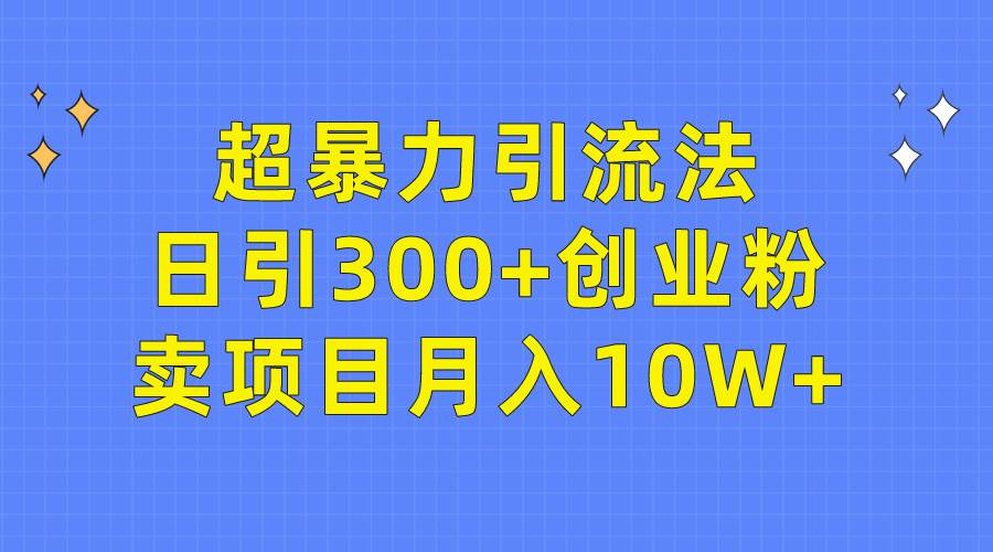 超暴力引流法，日引300+创业粉，卖项目月入10W+网创吧-网创项目资源站-副业项目-创业项目-搞钱项目网创吧